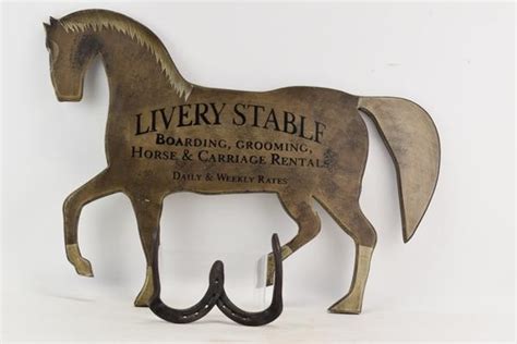 Horse Form Painted Wood Sign "livery Stable"