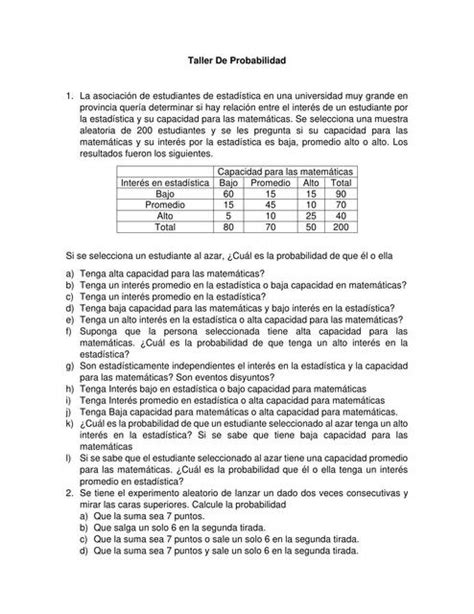 Taller De Probabilidad VI 1 Verónica Pardo uDocz