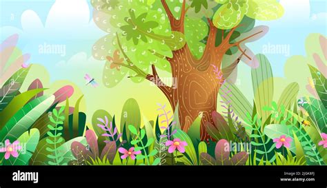 Colorful Enchanted Forest Wallpaper for Kids Stock Vector Image & Art ...