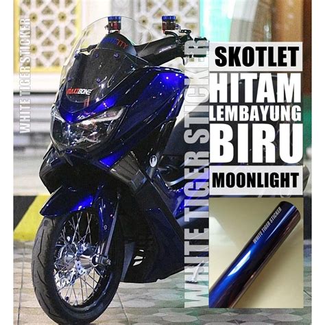 Jual SKOTLET STIKER MOTOR HITAM LEMBAYUNG BIRU SKOTLET MOONLIGHT BLUE