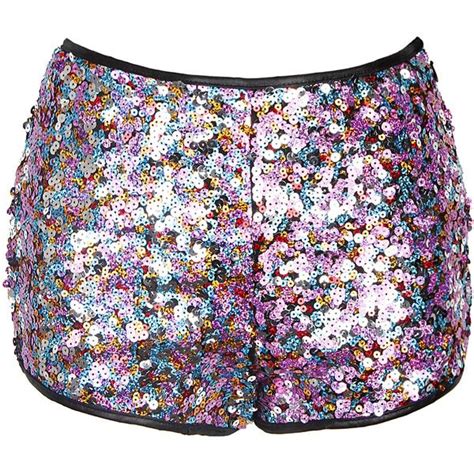 Multi High Waisted Sequin Shorts 22 Aud Liked On Polyvore Featuring