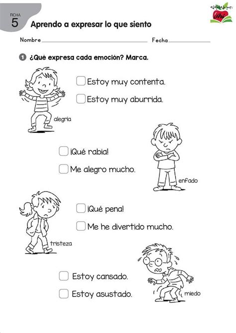 10 Fichas De 3 Ejercicios Para Trabajar EMOCIONES En Primaria