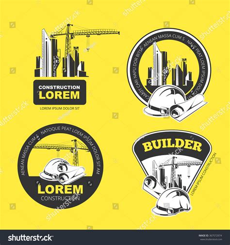 Color Construction Company Logo Labels Badges Stock Vector (Royalty ...