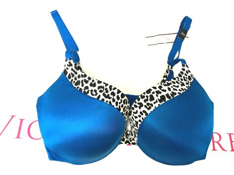 Victorias Secret Very Sexy Push Up Padded Bra Blue Leopard Trim Nwt Ebay