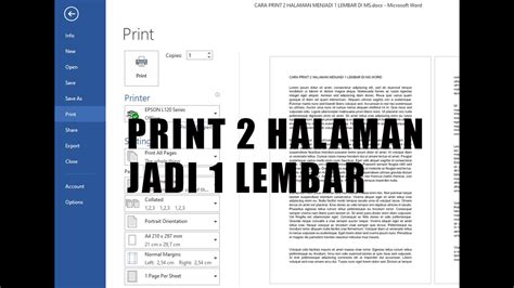 CARA PRINT 2 HALAMAN JADI 1 LEMBAR DI MS WORD YouTube