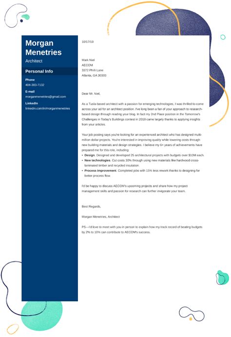 Architecture Cover Letter Examples Ready To Use Templates