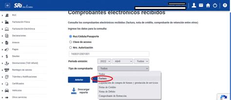 Pasos para descargar facturas electrónicas del SRI