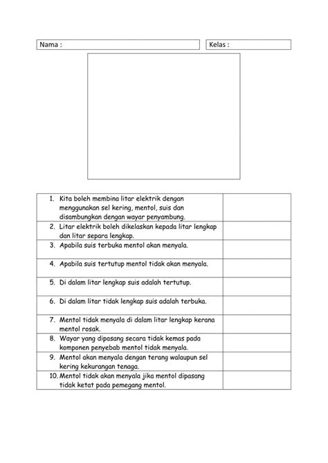 Elektrik Worksheet For Tahun Riset