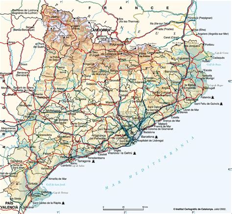 Catalonia Physical Map - Full size