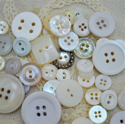 White And Ivory Buttons 13oz Of Buttons Both Vintage And New Etsy