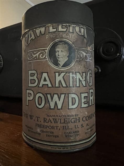 Vintage Rawleigh Baking Powder Large Can W Lid Freeport Illinois