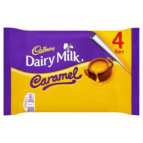 Cadbury Dairy Milk Caramel Chocolate Bar 4 Pack 148g Multipacks