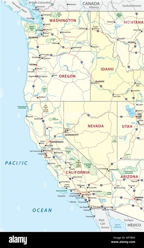 West coast usa map hi-res stock photography and images - Alamy