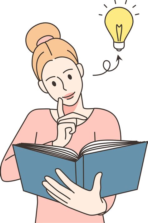 Woman Reading Book Get Creative Idea Png