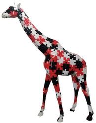 Casa Padrino Luxus Deko Skulptur Giraffe Wei Schwarz Rot H Cm