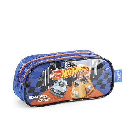 Estojo Escolar Infantil Hot Wheels Azul Maloa Loja Virtual