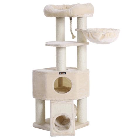 Feandrea Cat Tree Large Cat Tower With Fluffy Plush Perch Cat Condo