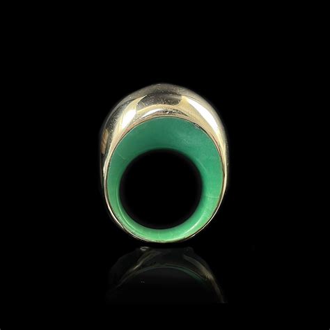 Italian K Yellow Gold Jade Ring Signed Vhernier Tr Sor