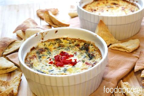 Hot Cheesy Spinach And Roasted Red Pepper Artichoke Dip Recipe Food