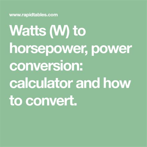 Watts (W) to horsepower, power conversion: calculator and how to ...