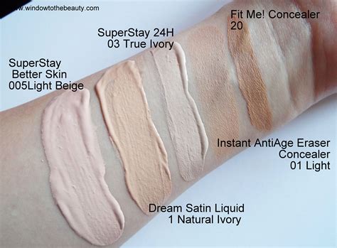 Maybelline foundation concealer shades swatches Maybelline Foundation ...