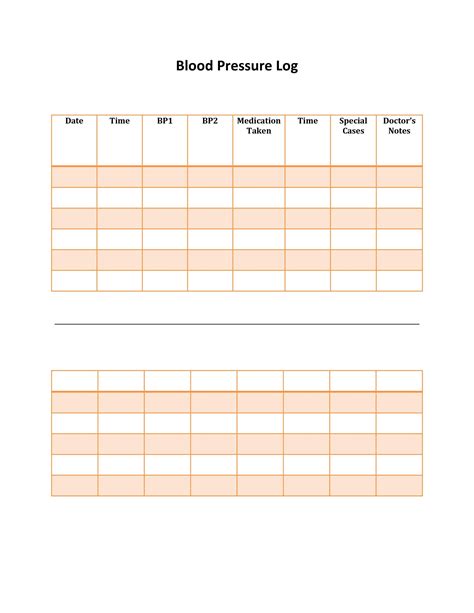 Blood Pressure Log Printable Free