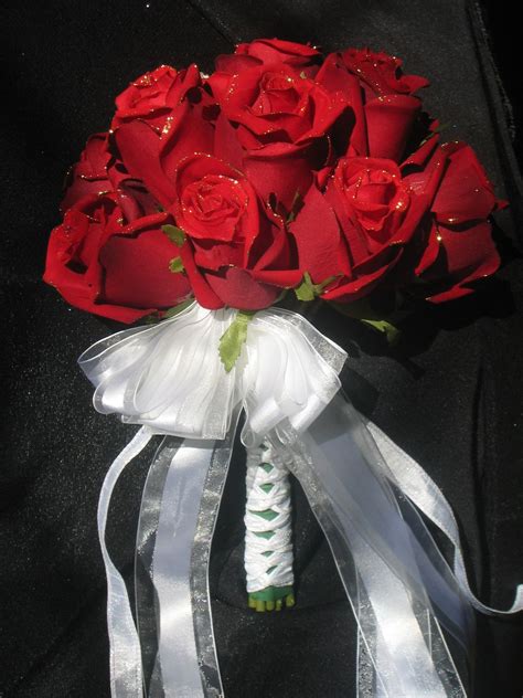 Bridal bouquet, red/white/blue theme | Beautiful rose flowers, Bridal bouquet, Silk flowers