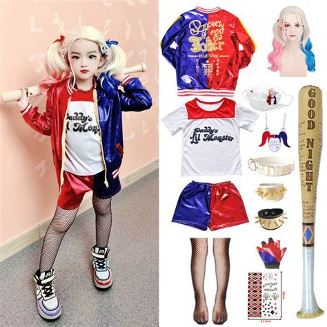 Harley Quinn Costume For Kids Girls Cosplay Suicide Squad Halloween