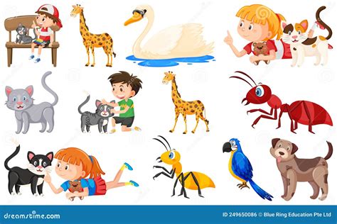 Set Of Various Wild Animals In Cartoon Style Stock Vector