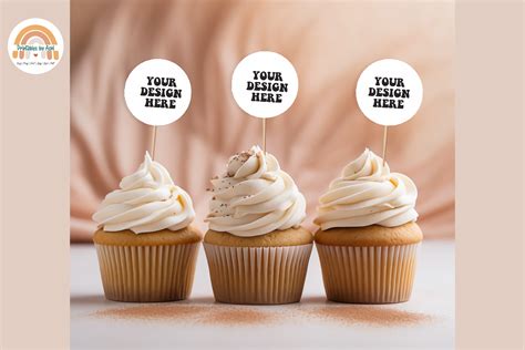 Aesthetic Cupcake Topper Mockup Graphic By Printablesbyashi · Creative