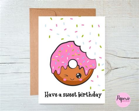 Donut Birthday Card Printable Donut Card Donut Card Sweet - Etsy