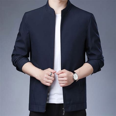 Men S Slim Formal Business Suit Jacket Men Zip Jacket Men Thin Jacket Men Clothing Shopee