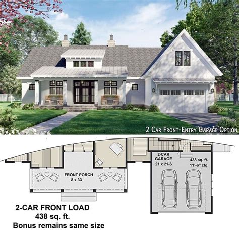 Optional 2 Car Front Load Floor Plan Modern Farmhouse Plans House