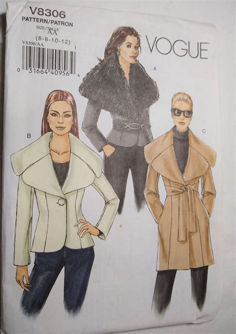 Vogue Coat Jacket Pattern Sz 6 12 Vogue Sewing Pattern 8306 Etsy