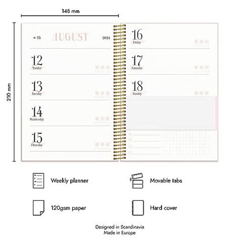 Diary Week To View Life Planner Pink Horizontal Dec