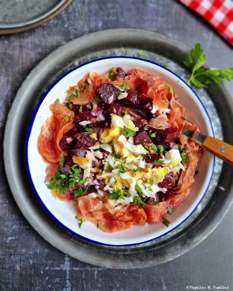 Salade De Betteraves Rouges Oeufs Durs Et Jambon Cru