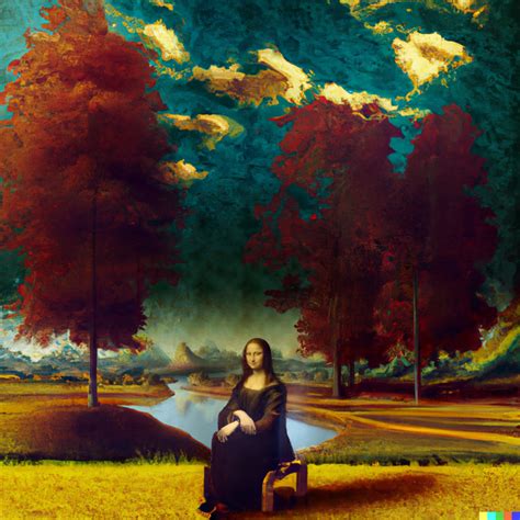 Uncrop Woman Sitting In Nature In The Style Of The Mona Lisa