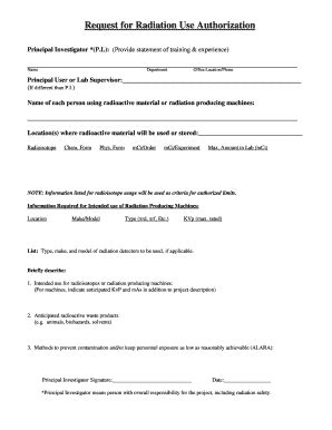 Fillable Online Bfa Sdsu Request For Radiation Use Authorization Bfa