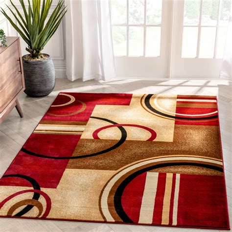 Well Woven Barclay Arcs And Shapes Modern Geometric Red 67 X 96 Area Rug