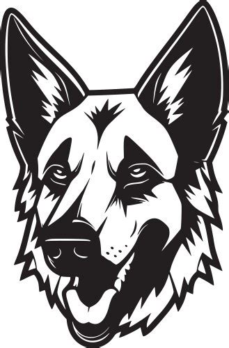 German Shepherd Black And White Isolated Icon Vector Image