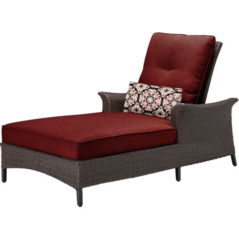 Hanover Gramercy Woven Chaise Lounge Chair With Crimson Red Cushions