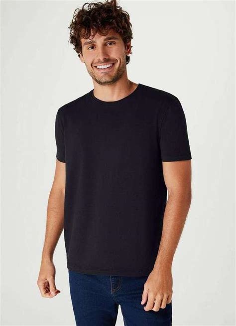 Camiseta Basica Masculina Manga Curta Slim Preto Hering Oficial