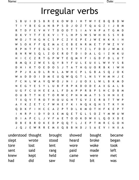 Irregular Verbs Word Search Wordmint