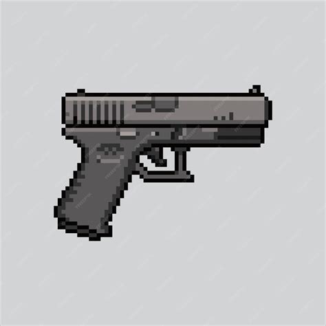 Premium Vector Pixel Art Pistol Pixelated Pistol Pistol Roulette Gun