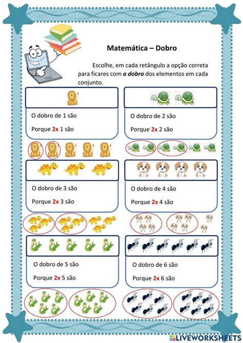 Ficha interactiva de Dobro para 2ºano Puedes hacer los ejercicios