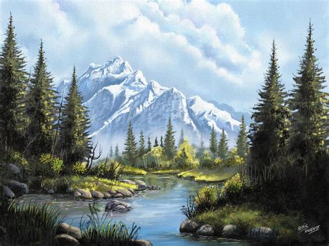 Lac De Montagne En Peinture Num Rique Paysage Peinture