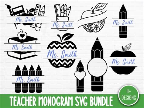 Teacher Monogram Svg Bundle