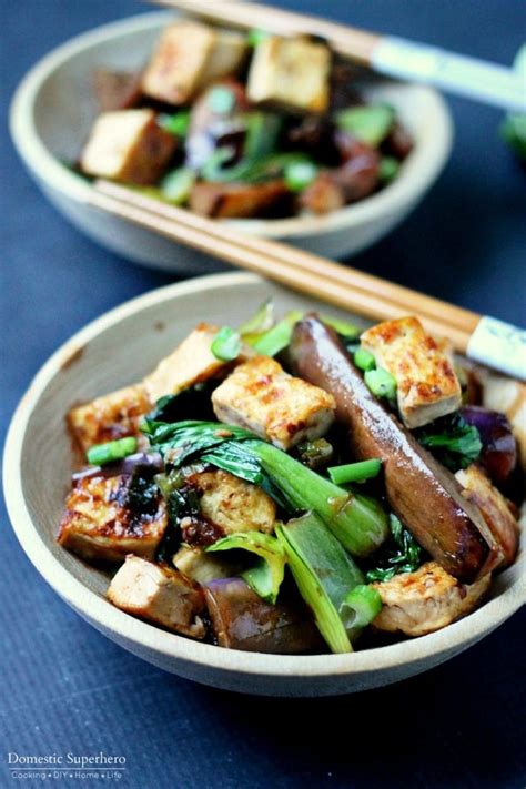 Spicy Asian Eggplant & Tofu Bowls - Domestic Superhero