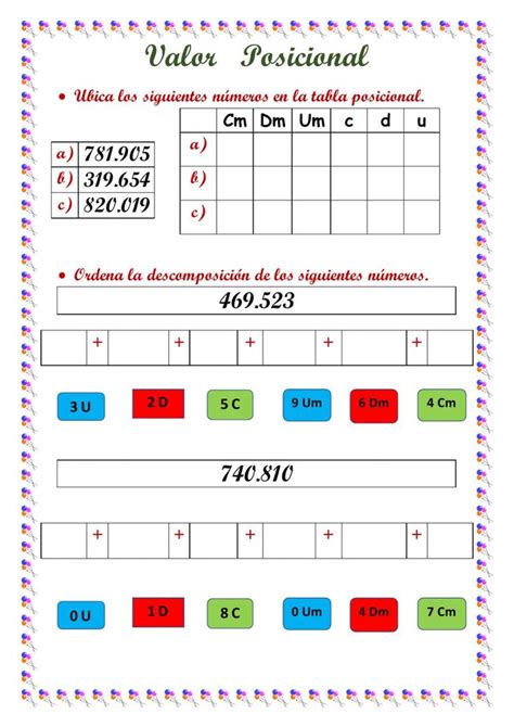 Descomposición de números hasta seis cifras worksheet