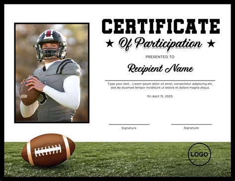 Editable Football Award Certificates Customizable Football Certificate